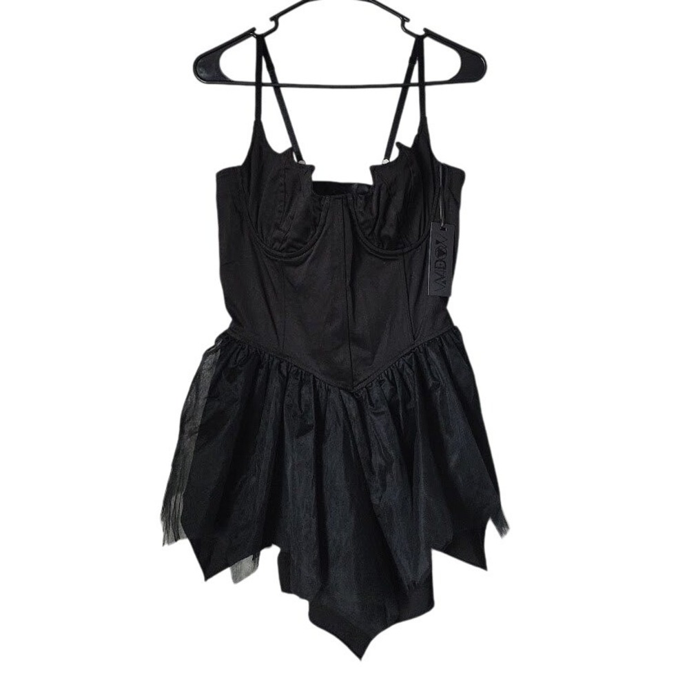 Dolls Kill Widow Fleeting Optimism Black Corset Mini Dress Gothic Punk XL NEW